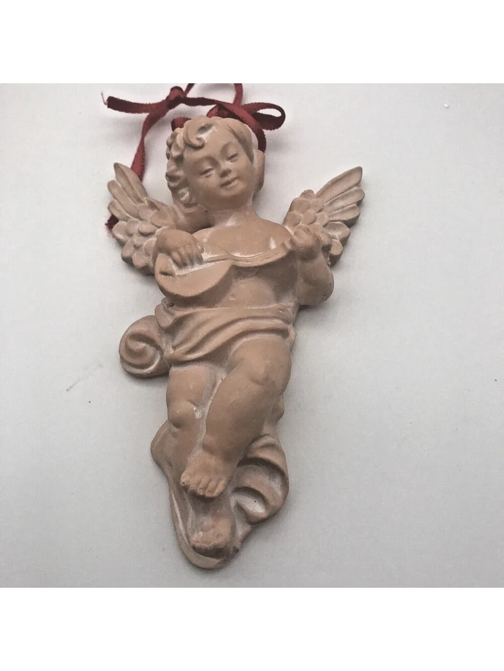 Vtg Angel Ornaments Instruments Wall Hanging Korea Terracotta 6” Christmas